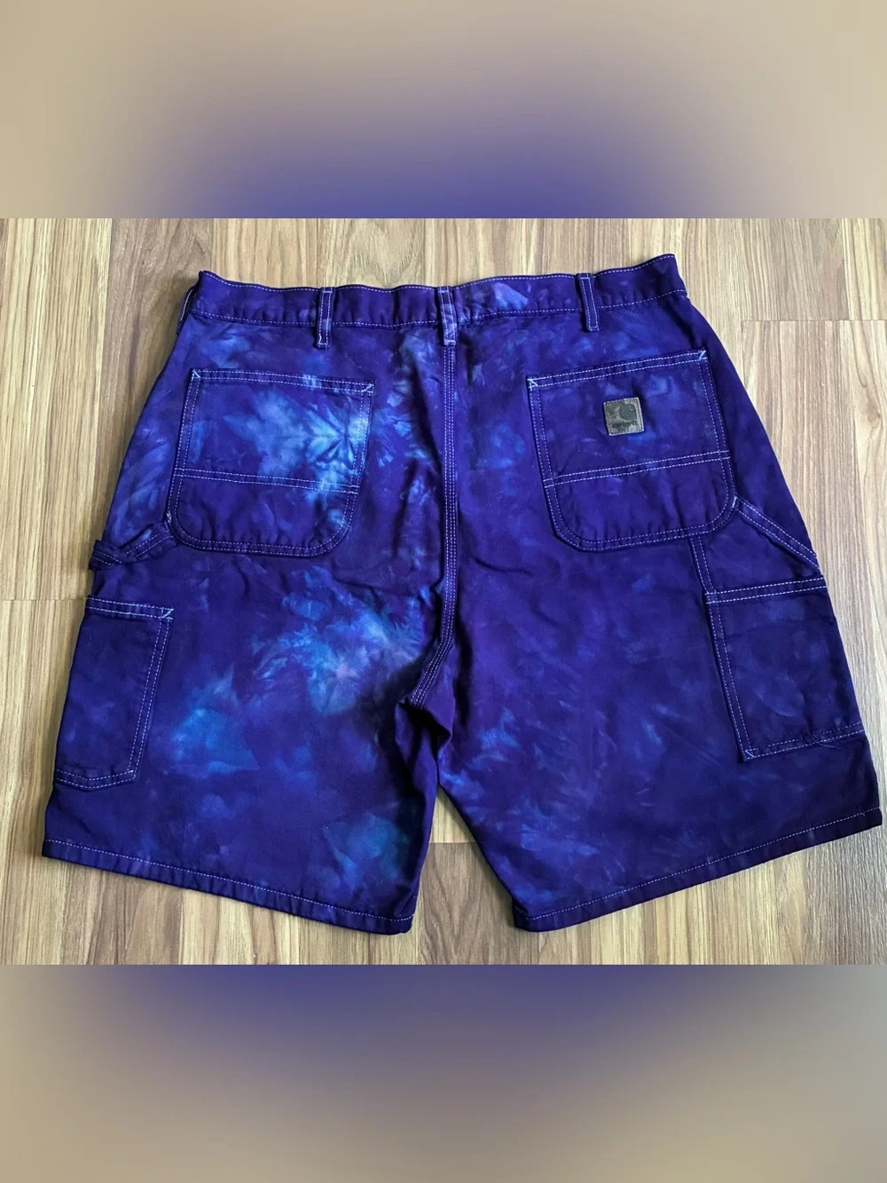 Reworked Carhartt Custom Tie Dye Distressed Carpenter Shorts Jorts Size 38